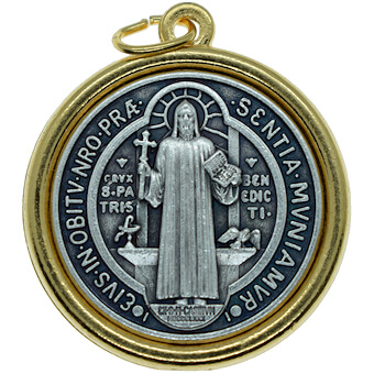 1 1/4 Inch Silver & Gold St. Benedict Medal