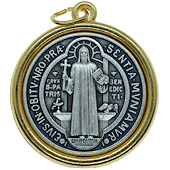 1 1/4 Inch Silver & Gold St. Benedict Medal