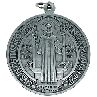 4 Inch Silver Tone St. Benedict Medal