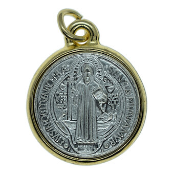 3/4 Inch Silver & Gold St. Benedict Medal