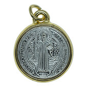 3/4 Inch Silver & Gold St. Benedict Medal