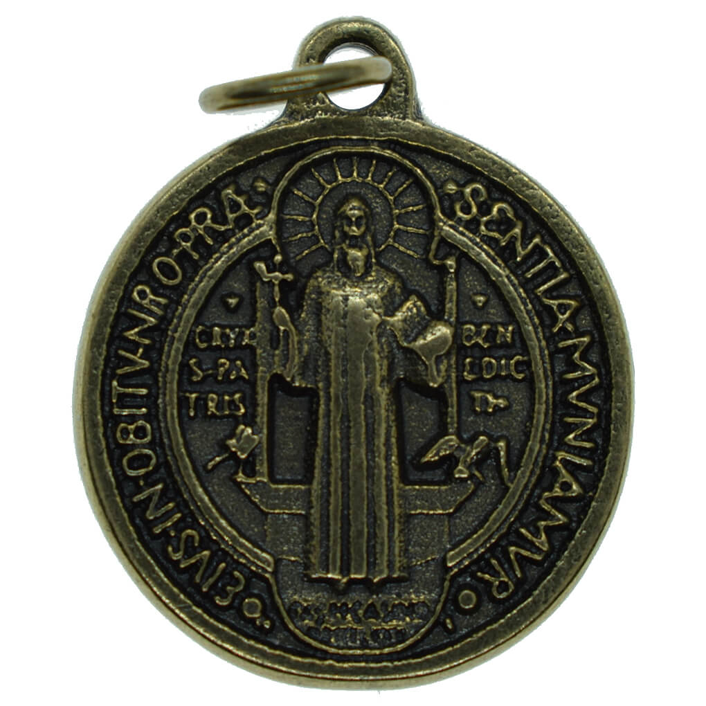 3/4 Inch Brass Tone St. Benedict Medal | Made In Italy | St. Mary's ...