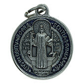 3/4 Inch Silver-Tone Enameled St. Benedict Medal