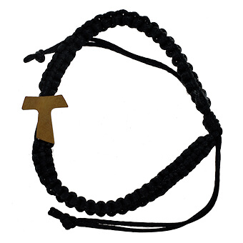 Black Braided Tau Cross Bracelet