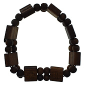 Wood Bead and Crosses Bracelet