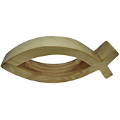 Hollow Olive Wood Fish Symbol Carving