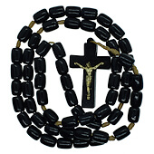 Black Wood Corded Rosary