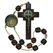 Brown Rear View Mirror Corded Rosary