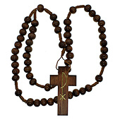 Carved Bead Corded Rosary