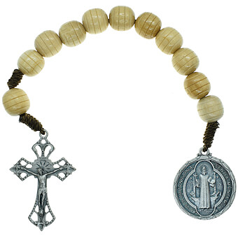 1 Decade Light Wood Corded Rosary