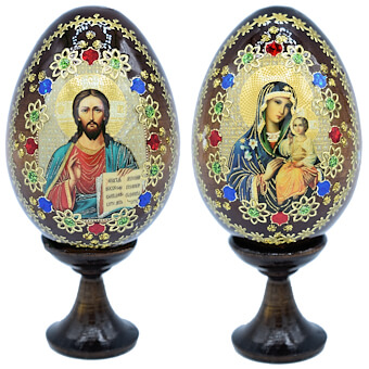 4 Inch Christ the Teacher/Eternal Bloom Egg Icon Set