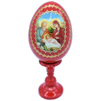 5 1/2 Inch Red Nativity Egg Icon