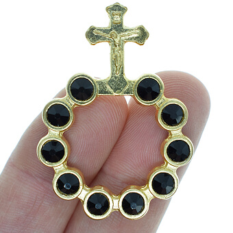 Black Swarovski Crystal Finger Rosary