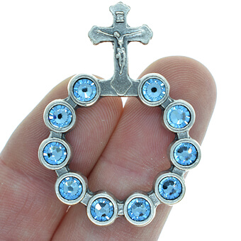 Blue Swarovski Crystal Finger Rosary