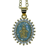 Virgin Mary Sky Blue Necklace