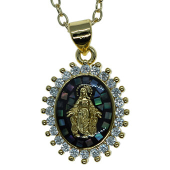 Virgin Mary Green Gold Necklace