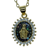 Virgin Mary Green Necklace