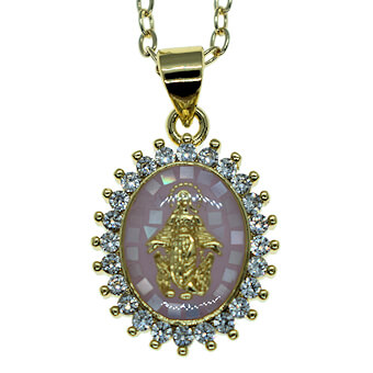 Virgin Mary Pink Gold Necklace