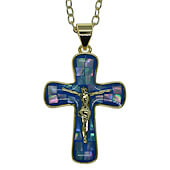 Blue Crucifix Gold Necklace