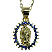 Our Lady of Guadalupe Blue Crystal Necklace