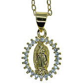 Our Lady of Guadalupe Clear Crystal Necklace