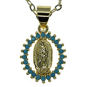 Our Lady of Guadalupe Turquoise Crystal Necklace