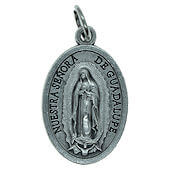 1 Inch Silver Guadalupe St. Juan Diego Medal