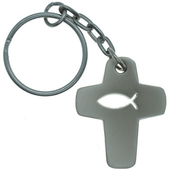 Fish Symbol Cross Keychain