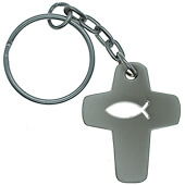 Fish Symbol Cross Keychain