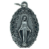 1 Inch Silver Rose Border Miraculous Medal