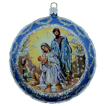 Blue Nativity Christmas Ornament