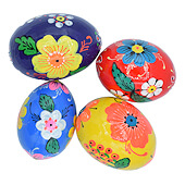 Floral Painted Eggs Set of 4