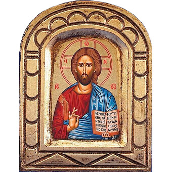 Pantocrator 5 Inch Arched Painted Icon