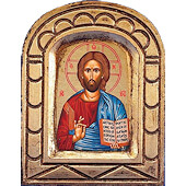 Christ Pantocrator 5 Inch Arched Painted Icon