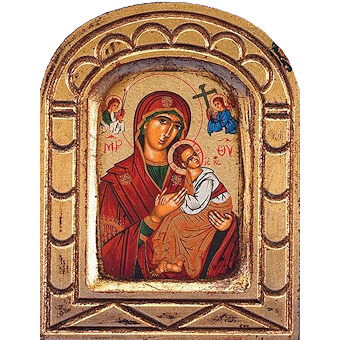 Our Lady of Perpetual Help 5 Inch Arched Painted Icon