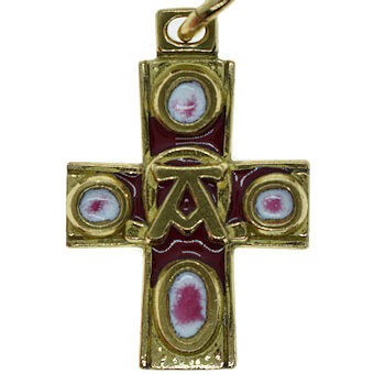 Bronze Red Alpha Omega Pendant Cross