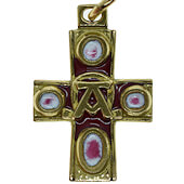 Bronze Red Alpha Omega Pendant Cross