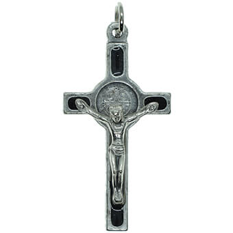 1 1/2 Inch Black Enamel St. Benedict Crucifix