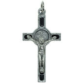 1 1/2 Inch Black Enamel St. Benedict Pendant Crucifix