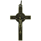 1 1/2 Inch Brass-Tone St. Benedict Pendant Crucifix