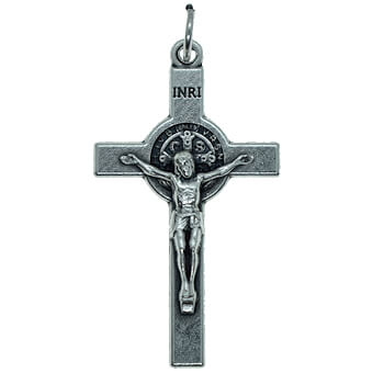 1 1/2 Inch Silver-Tone St. Benedict Crucifix