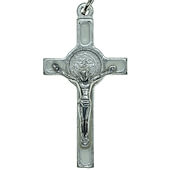 1 1/2 Inch White Enamel St. Benedict Pendant Crucifix