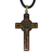 1 3/4 Inch Cherry St. Benedict Pendant Crucifix