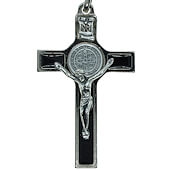 2 Inch Black Enamel St. Benedict Pendant Crucifix