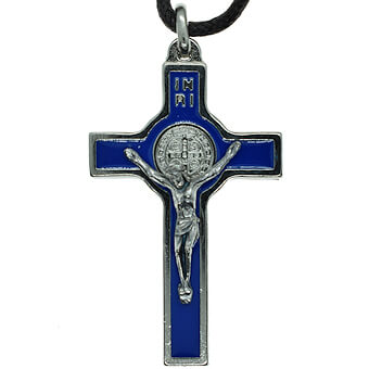 2 Inch Blue Enamel St. Benedict Crucifix