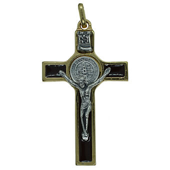 2 Inch Brown Enamel St. Benedict Crucifix