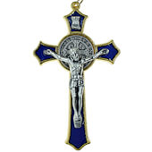 3 Inch Blue Enamel St. Benedict Pendant Crucifix