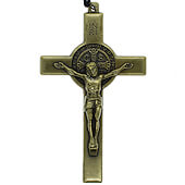 3 Inch Brass St. Benedict Pendant Crucifix