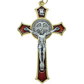 3 Inch Red Enamel St. Benedict Pendant Crucifix