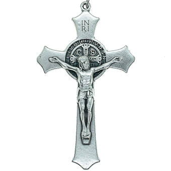 3 Inch Silver-Tone Flared St. Benedict Crucifix